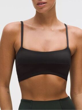 Lululemon Satin Spaghetti Strap Yoga Bra in Black